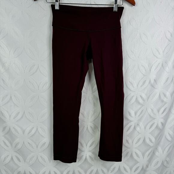 Lululemon Wunder Under Crop Plum Legging Size 4 - Picture 3 of 10